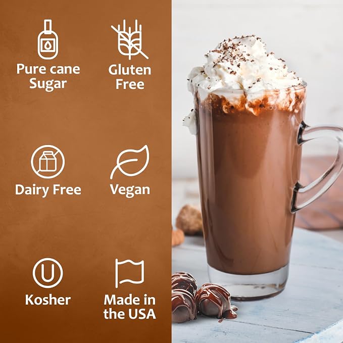 Syruvia Coffee Syrup, Swiss Chocolate Mocha Flavored Syrup for Drinks, Lattes, and Desserts – 25.4 fl oz - with Pump