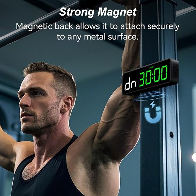 Acedeck Portable Gym Timer Clock: Fitness Digital Clock with Strong Magnet - Remote Control for Fitness Enthusiasts - Powerful Battery for Home Gym Garage Boxing
