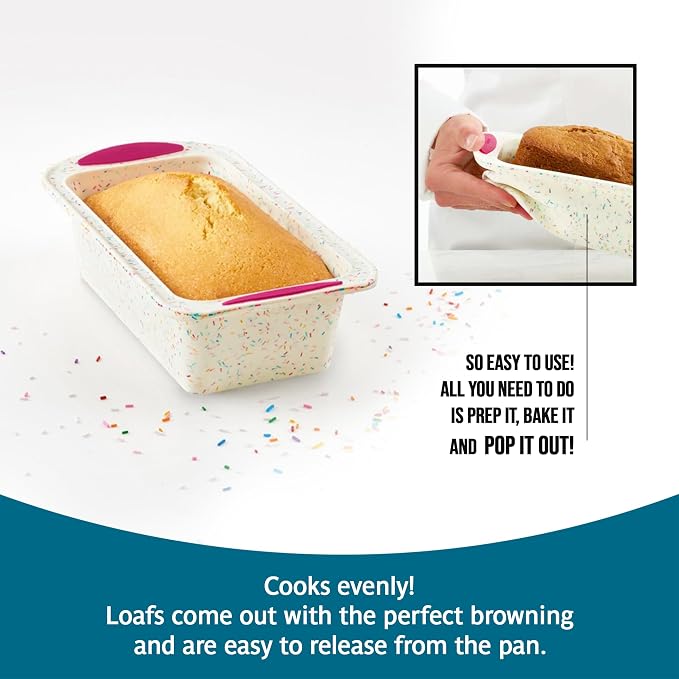 Trudeau 05118555 Structure Loaf Pan Silicone Bakeware, Medium, Confetti White