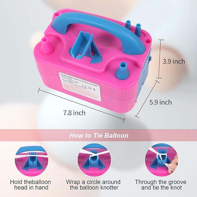 Balloon Pump Electric,110V 600W Balloon Blower Inflator Dual Nozzle Air Pump Balloons Inflator for Decoration, Party, Sport,Gifts:2 Balloon Tying Tools