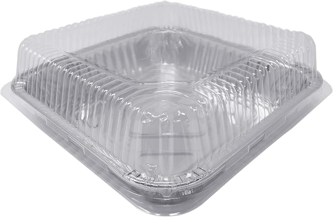 Fig & Leaf (210 Pack) 8” x 8” Square Baking Cake Pans with Plastic Dome Lids | Heavy Duty l Disposable Aluminum Foil Tins l Portable Food Containers l Perfect for Roasting Oven Toaster Cooking