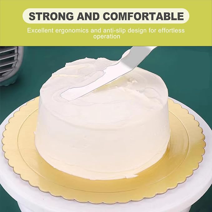2 Pcs Offset Icing Spatula Set 6 and 8 Inch Angled Stainless Steel Cake Frosting Spatulas for Baking Decorating Smoothing Scraper Tools for Cakes