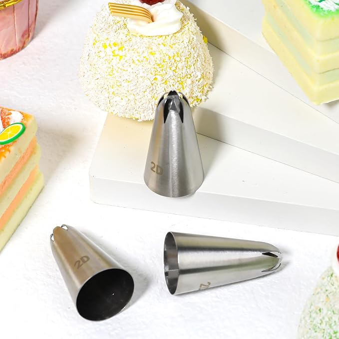 3pcs 2D Cake Piping Tips, Cake Decorating Supplies Piping Tips, Piping Nozzles Decorating Tips, Baking Tools for Buttercream, Icing, Birthday Cake, Cupcake, DIY Art