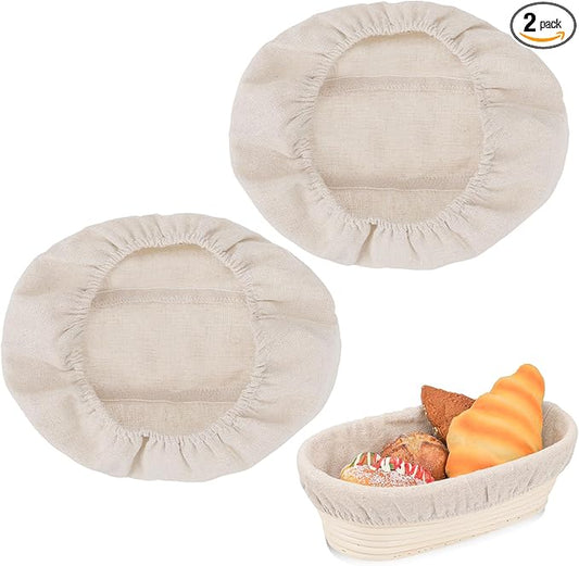 2 Pcs Bread Proofing Basket Cloth Liner Baking Dough Basket Cover Natural Rattan Banneton Proofing Cloth for Bakery Home Baking, oval about 10 × 6 inch