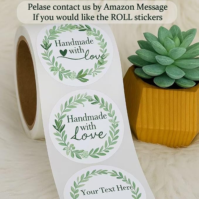 400 Pack Custom Handmade/Homemade with Love Label Stickers|Personalize Business Logo Labels|1.5/2inch Round Personalized Labels in Various Designs for Crafts,Baking,Gifts and Small Business