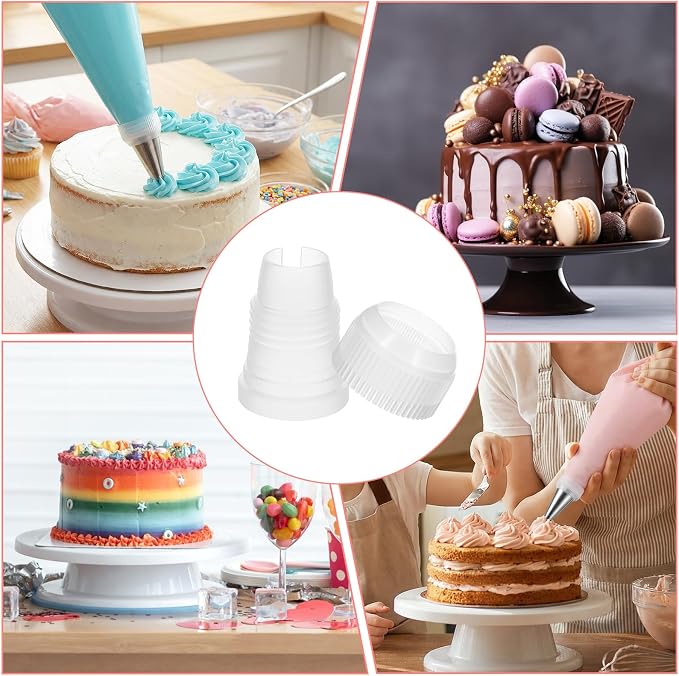Standard Plastic Couplers for Piping Bags 10 Pack Small Couplers for Piping Bags Cake Decorating Coupler Transparent Pipe Tip Coupler (1.3 x 0.8 Inch)
