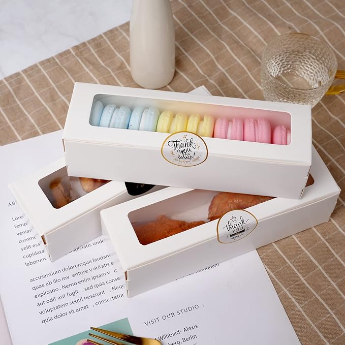 28 Pack Macaron Boxes with Clear Window Small Macaron Pastry Bakery Packaging Container for 6 Bakery Cocoa Truffle Dessert Wedding Gift