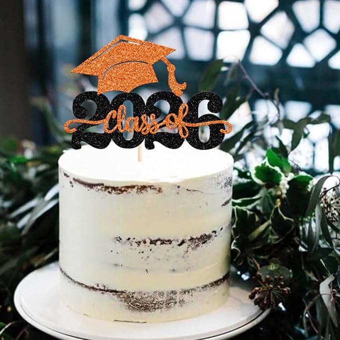 1 Pack Class of 2025 Cake Topper Glitter Congrats Grad Cap 2025 Graduation Cake Pick for 2025 Graduation Theme High School Boys Girls Graduate Party Cake Decorations Supplies Black Purple