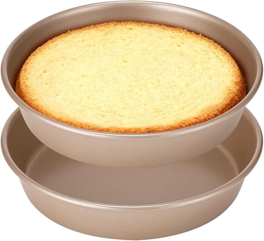 2 Pcs 9 Inch Round Cake Pans Set, Deep Nonstick Cake Pan, 1 MM Thick Baking Pan with 2 inch Deep, Carbon Steel Layer Circle Cake Pan for Pizza, Cake, and Home Baking