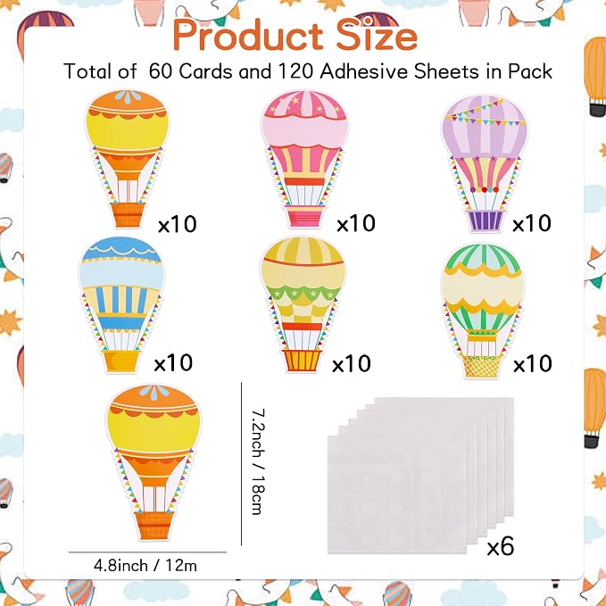 Vuzvuv 60 Pcs Colorful Hot Air Balloons Paper Cutouts 7.2 x 4.8 Inch Name Tags Labels for Spring Bulletin Board Class Decoration for Teacher Student Back to School Party Supplies for Craft Wall Decor