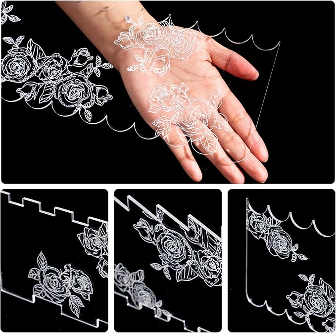 KALAIEN Cake Scraper 10 Pieces Acrylic Cake Smoother, Icing Smoother Cake Frosting Comb Scraper for Cake Decoration