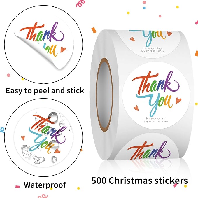 Heyfibro 500 PCS 1.5 Inch Thank You for Supporting My Small Business Stickers for Packing, Parties, Bags, Boxes(Text 4)