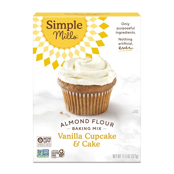 Simple Mills Almond Flour Baking Mix, Vanilla Cupcake & Cake Mix - Gluten Free, Plant Based, Paleo Friendly, 11.5 Ounce (Pack of 1)