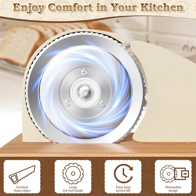 Manual Adjustable Bread Slicer Homemade Sourdough Bread Cutter with Scale Line, Bottom Suction Cup, with Clip and Plate (White)