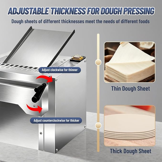 Electric Dough Roller Sheeter, Table Top Pizza Dough Press Mahcine, Commercial Press Machine,Pastry Sheeter Maker for Baking, For Making Pastries, Croissants, Pies,Cookies, Pizzas, Etc. 110V