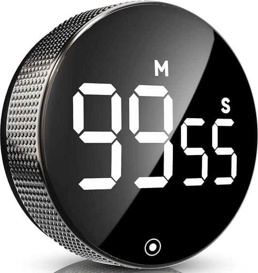 Digital Kitchen Timers, Magnetic Visual Timer Large LED Display Magnetic Countdown Countup Timer Volume Adjustable for Classroom Cooking Baking Teaching, Easy for Kids and Seniors (Black)