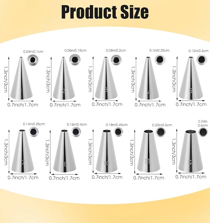 10 Pcs Frosting Tips, Frosting Bags and Tips for Decorating Ideal for Frost Cupcakes, Cakes, and Cookies (Ten models)