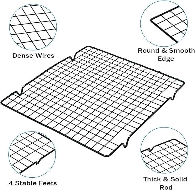 VNIMTI Baking Cooling Rack 2 Sets, Cookie Cooling Racks for Cooking, Baking, Roasting, Grilling, Drying, Oven Safe Wire Rack, 11" * 10" Small Squares Grids