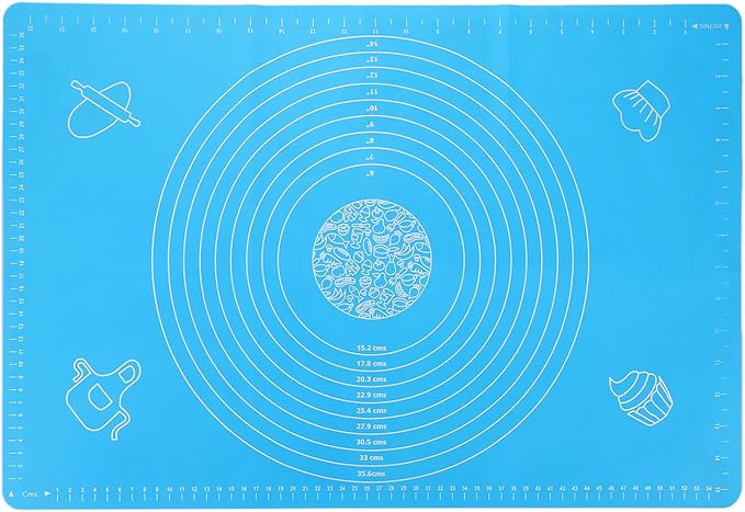 uxcell Silicone Baking Mat, 16 x 24 Inch Non Stick Pastry Mat Sheet, Counter Mat Reusable Oven Baking Mat for Pastry Rolling Dough with Measurements, Sky Blue