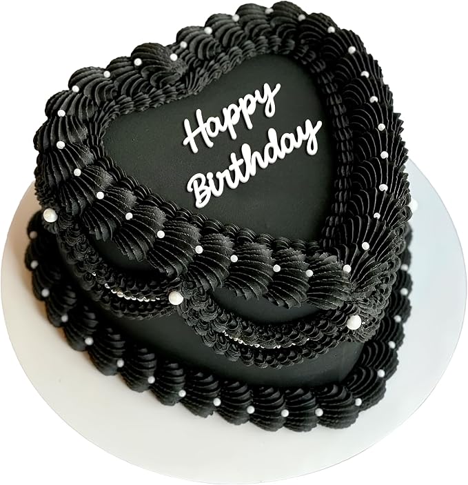 Happy Birthday Cake Topper, Black Acrylic Script Birthday Cake Decoration for Birthday Party, Cake Decor for Women Girls Dessert Table (happy birthday white)