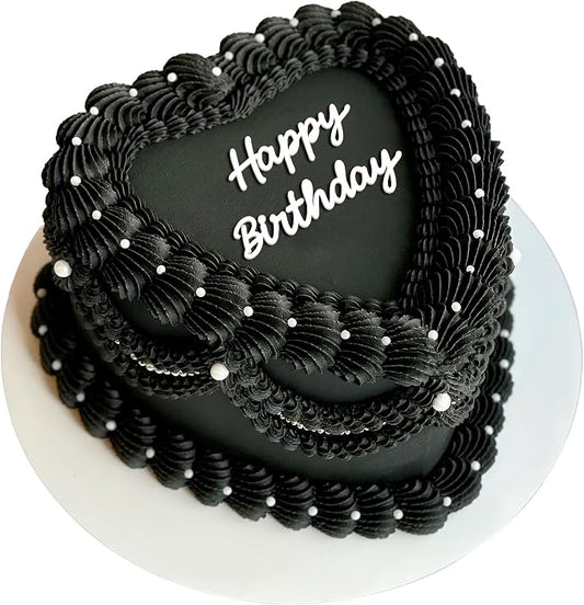 Happy Birthday Cake Topper, Black Acrylic Script Birthday Cake Decoration for Birthday Party, Cake Decor for Women Girls Dessert Table (happy birthday white)