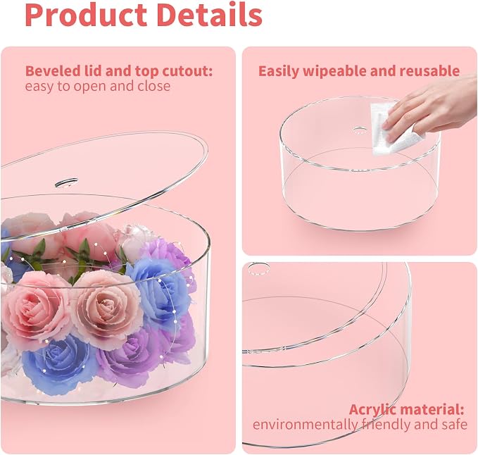 NPPLUS 3 Pcs Acrylic Cake Stand with lid, Clear Fillable Cake Tier, Round 3 Tier Cylinder Display Riser Display Box for Wedding Birthday Party Holiday Display