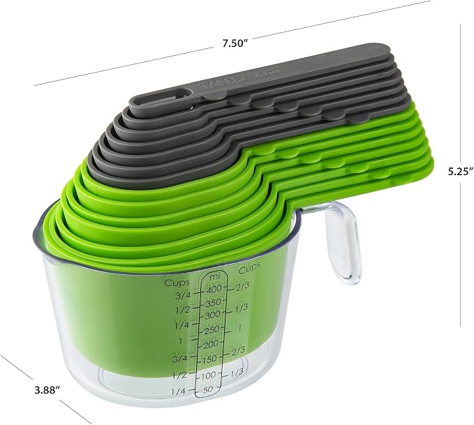 15-Piece Magnetic Measuring Set with Measuring Cup, Multi-Size Spoons & Cups for Baking & Cooking