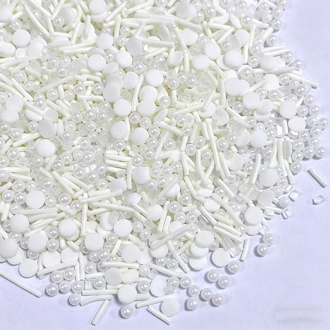 Sentovac White Sprinkles Edible White Round Confetti Jimmies Pearls for Cake Decorating Candy Cupcake Cookie Baking Donuts Ice Cream Dessert Vanlentine Wedding Birthday Day Decorations