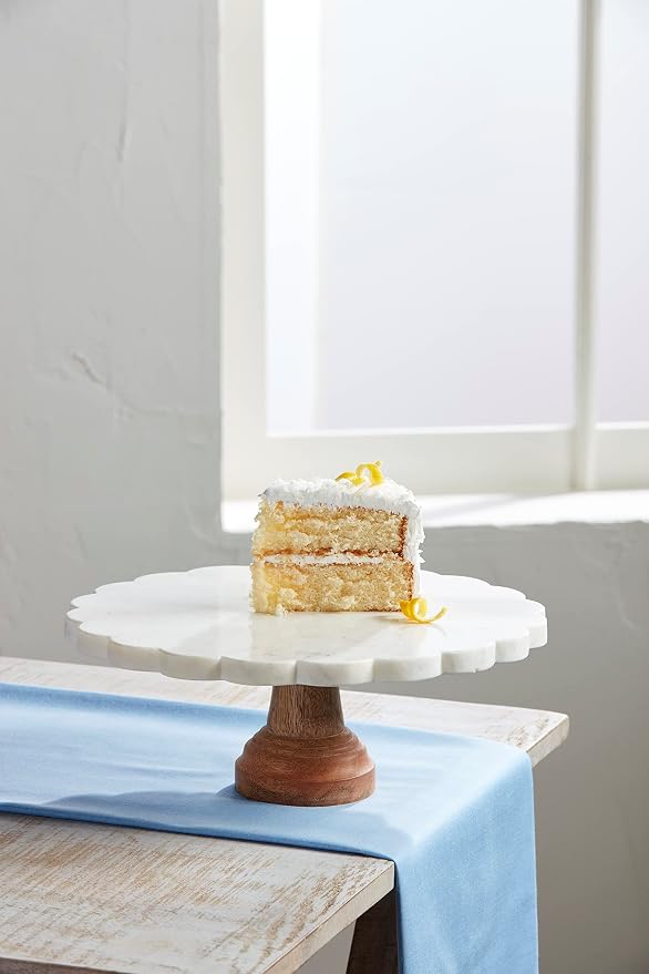 Mud Pie Marble Cake Stand, 12" dia, White