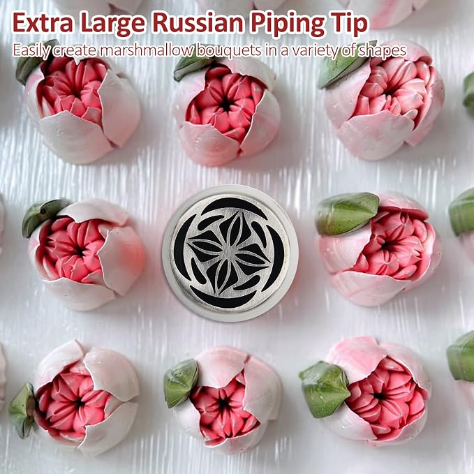 Extra Large Russian Piping Tips for Marshmallows Stainless Steel Flower Frosting Nozzles many styles Cake Decorating Baking tool for Buttercream, Cupcakes Cookies(SL66)