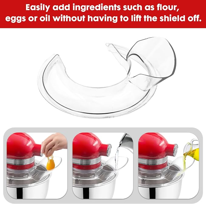 for KitchenAid 4.5-5 Quart Tilt-Head Stand Mixers, Secure Pouring Shield & Mixers Bowl Covers Fits 4.5-5 Quart Stainless Steel Bowls, Mixer Splatter Guard Lids(Pack of 2)