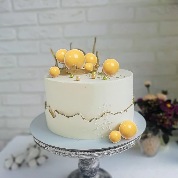 24 PCS Ball Cake Toppers Balls Cupcake Toppers Insert Foam Ball Shaped Cake Picks Mini Balloon Cake Decoration for Wedding Anniversary Baby Shower Birthday Party Cake Decorations Supplies Yellow