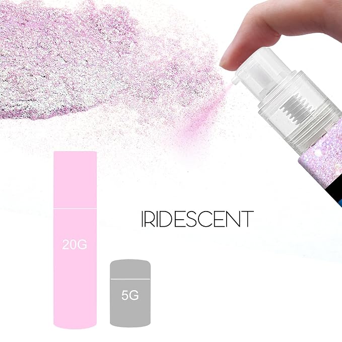 Iridescent Edible Glitter Spray - 20g Luster Dust Edible Food Grade Glitter for Cake Decorating, Cocktails, Drinks - Shimmer Dust Powder Metallic Food Coloring Powder for Cookie, Candy, Icing