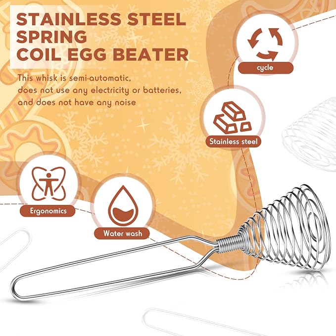 CHENGU 4 Pieces Stainless Steel French Style Spring Whisk, 8.46 Inches x 1.97 Inches, Silver
