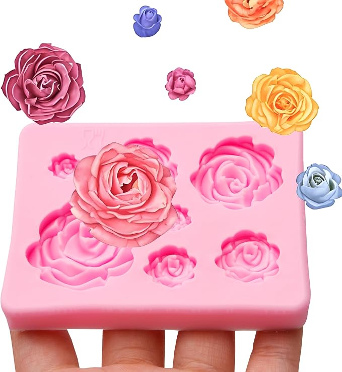 Rose Flowers Fondant Molds. Rose Chocolate Silicone Molds for Cake Decorating Flower Design