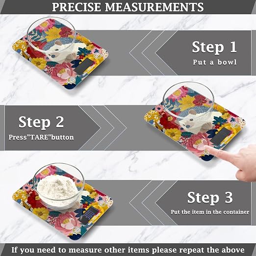 Food Scale Kitchen Scale Food Weight Scales Digital Weight Grams and Ounces Small Electronic Food Scale for Baking Cooking Garden Flowers Hedgehogs Colorful