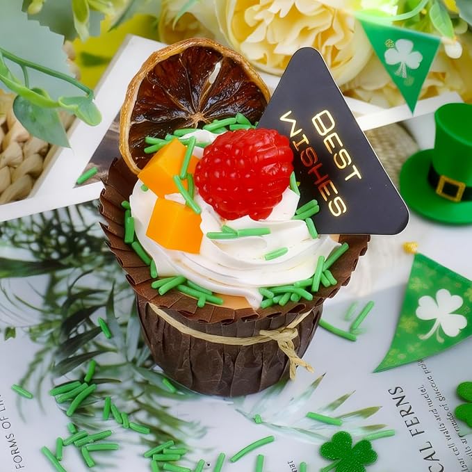 Green Jimmies Sprinkles, Edible Green Sprinkles for Baking Topping, Cupcakes, Cookies, Ice Cream & Cake Decorating, St Patrick's Day Christmas Party Supplies