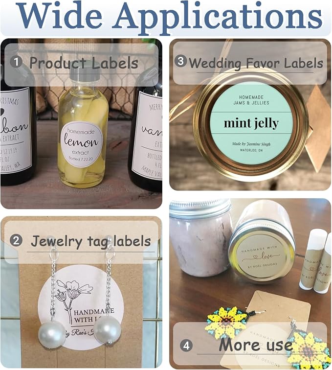 400 Pack Custom Handmade/Homemade with Love Label Stickers|Personalize Business Logo Labels|1.5/2inch Round Personalized Labels in Various Designs for Crafts,Baking,Gifts and Small Business