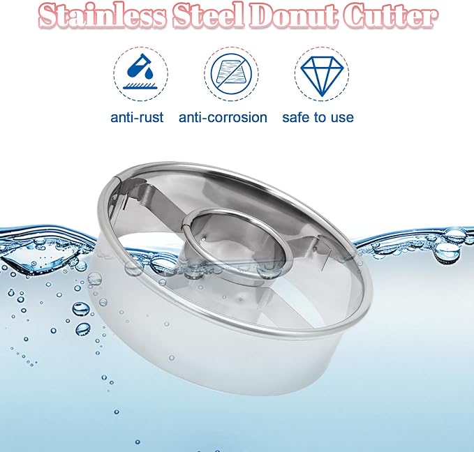 Luomorgo 2 Pack Stainless Steel Donut Cutter 3.86 Inch - Heavy Duty Doughnut Cutter Baking Tools for Donuts, Bagels, Cookies & Biscuit Pastries - Home & Professional Use