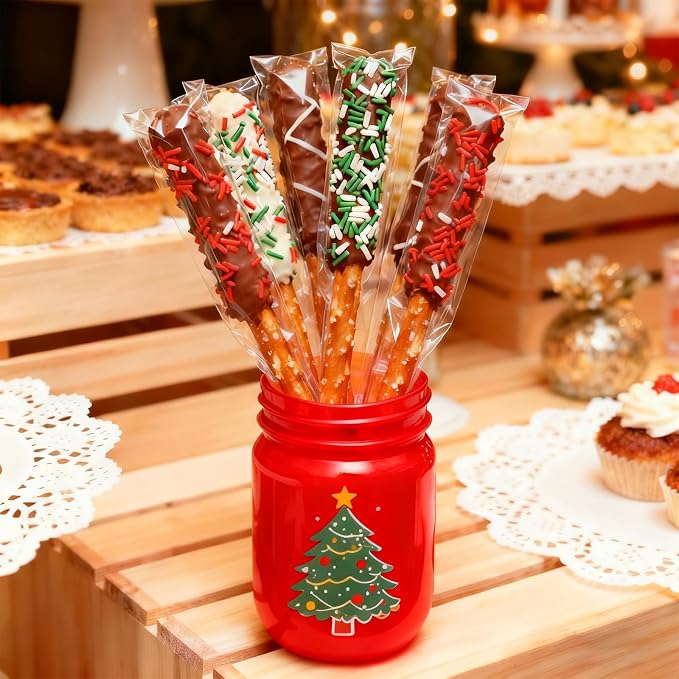 200 Pcs Self Sealing Cellophane Bags, 3x11 Inches Cookie Bags, Resealable Cellophane Bags Self Adhesive for Bakery Cookies Candy Snack