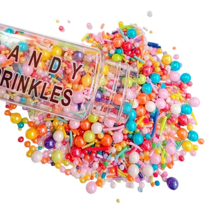HeDeon&Rles Edible Rainbow Sprinkles for Baking Pearls/Jimmies/Sugar Sanding/Confentti Cake Decoration Birthday Wedding Caketopper
