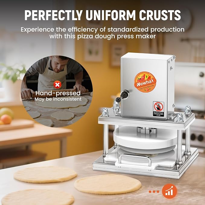 Newhai Commercial Pizza Dough Press Machine 8.6” Electric Dough Roller Sheeter Pastry Pizza Bread Press Forming Processor with 400 Pcs Parchment Papers for Bakery Home Restaurant Use