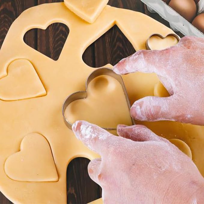 Heart Cookie Cutter Set of 5 - Stainless Steel Baking Molds for Valentines Day, Christmas, Birthdays | Dishwasher Safe Cookie Tools for Bakers