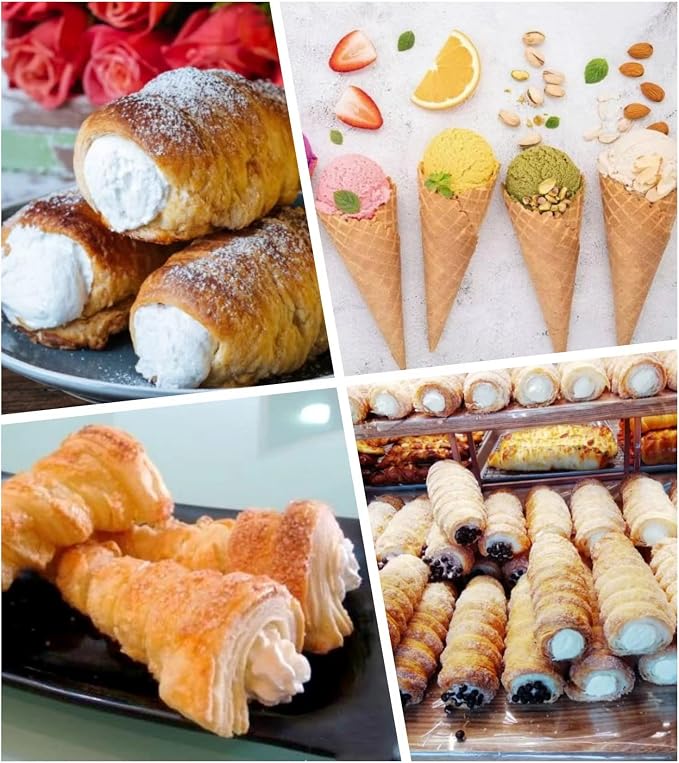 10 Pack Large Cream Horn Forms 5-inch, Non-stick Horns Pastry Mould Croissant Baking Forms for Baking Croissants Bead, Chocolate Croissant, Brioche Rolls, Ice Cream Cone Party Dessert