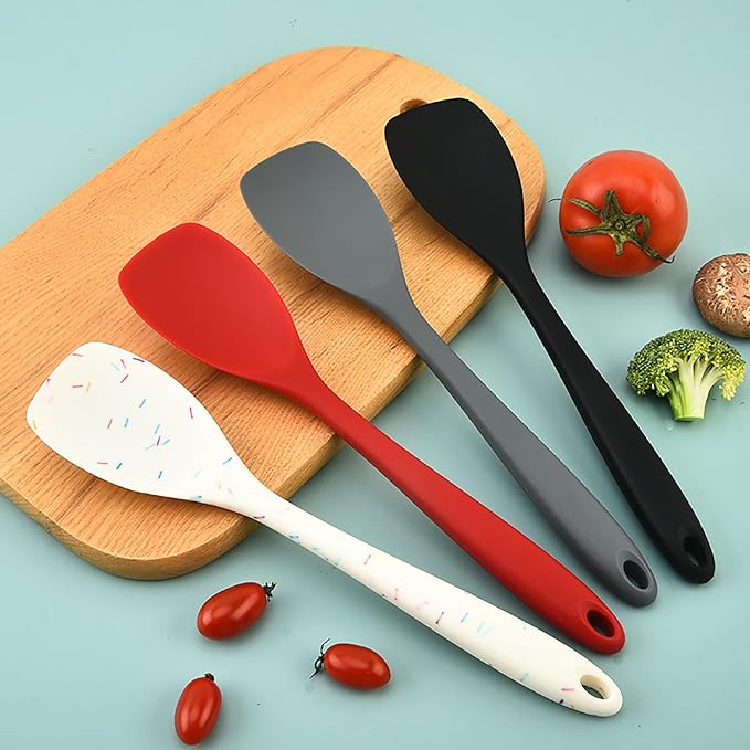 2 Pcs Silicone Spatula Spoon Set, Heat Resistant Spoonula & Flexible Scrapers for Baking Mixing, Non-Stick Kitchen Utensils - Seamless Soft Cooking Scoop, Serving Spatula for Bowls, Cookware
