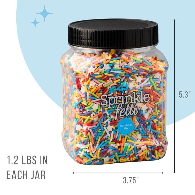 Sweets Indeed, Bulk Sprinkles, 1.3 pounds, Sprinkle Mix, Perfect for Cake Decorations, Baking Ice Cream Cookies Cupcake Topper (Rainbow Jimmies)