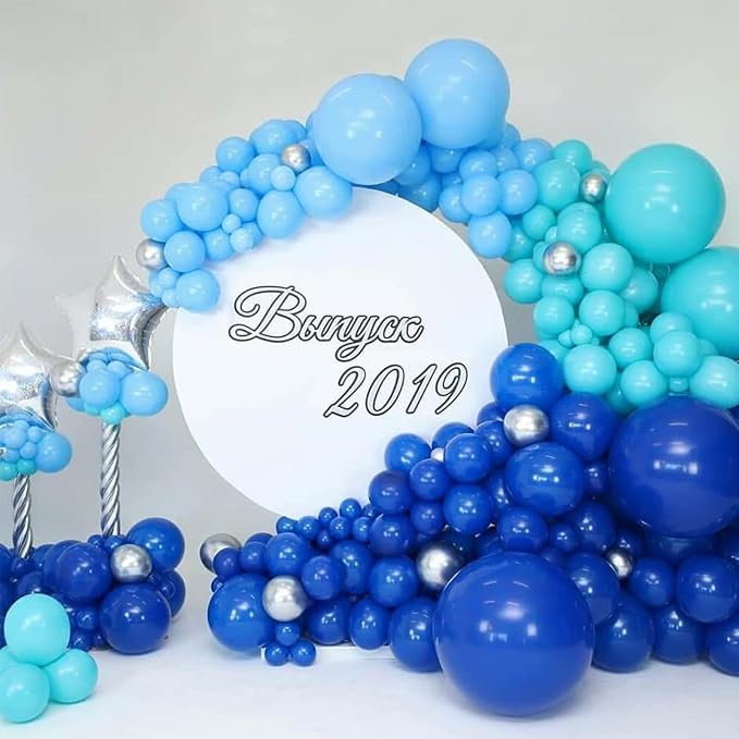 Voircoloria 130pcs Royal Blue Balloons Different Sizes 18" 12" 10" 5" Party Latex Balloons for Birthday Graduation Baby Shower Anniversary Nautical Party Decorations