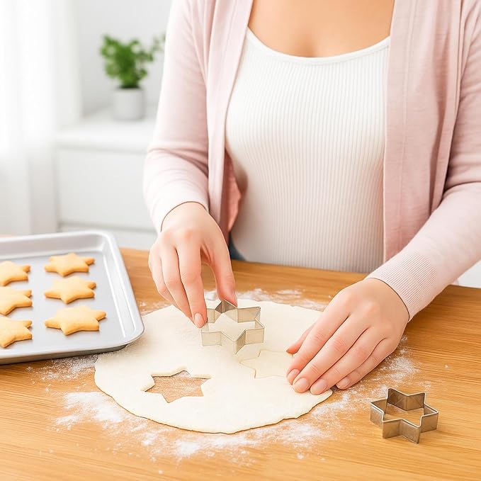 108 Pcs Metal Cookie Cutters Set Stainless Steel Biscuit Cutter Molds Include Heart Star Round Flower Vehicle Sea Creatures Alphabet Numbers Ice Cream Cone Fruit Shapes Cookie Cut Tools for Baking
