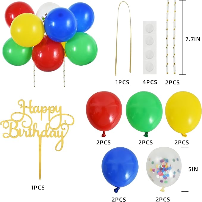 BEISHIDA Happy Birthday Cupcake Toppers - Rainbow Mini Balloon Cloud Birthday Cake Decorations for Wedding Bridal Anniversary Baby Shower Decorations