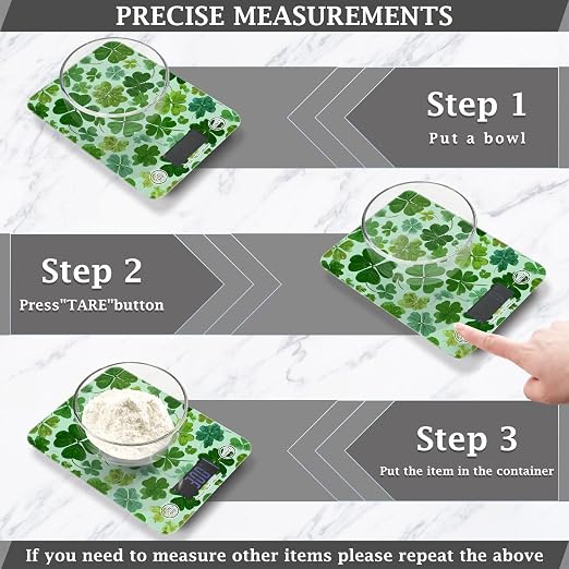 Food Scale Kitchen Scale Food Weight Scales Digital Weight Grams and Ounces Small Electronic Food Scale for Baking Cooking Green Nature St Patrick Clovers